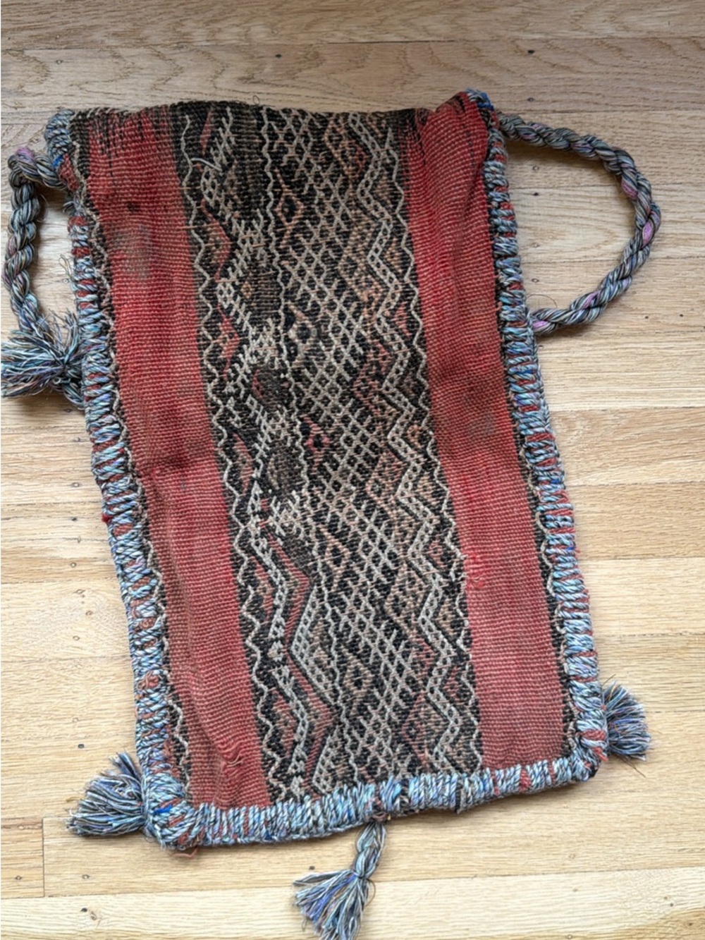 Handwoven Ethnic Crossbody Bag in Rust and Multicolor - Picture 2 of 3